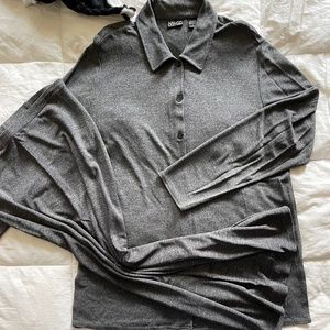 NY&CO Charcoal-Grey Heather, Button-Front Tunic with Pencil Skirt